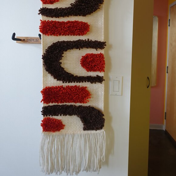 Vintage mcm latch hook rug groovy 70s mid century modern wall hanging - Picture 1 of 13
